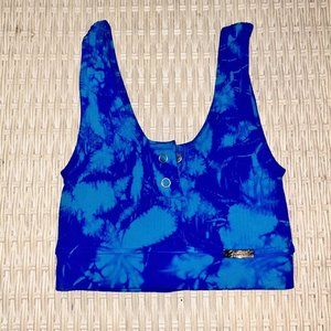 EUC Bombshell Sportswear Seamless Sports Bra Caribean Blue Tie Dye XS S